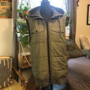 Men’s Green zip hooded vest